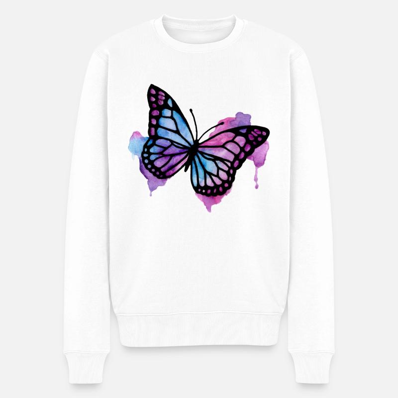 Schmetterling - Männer Premium Bio Pullover - Weiß