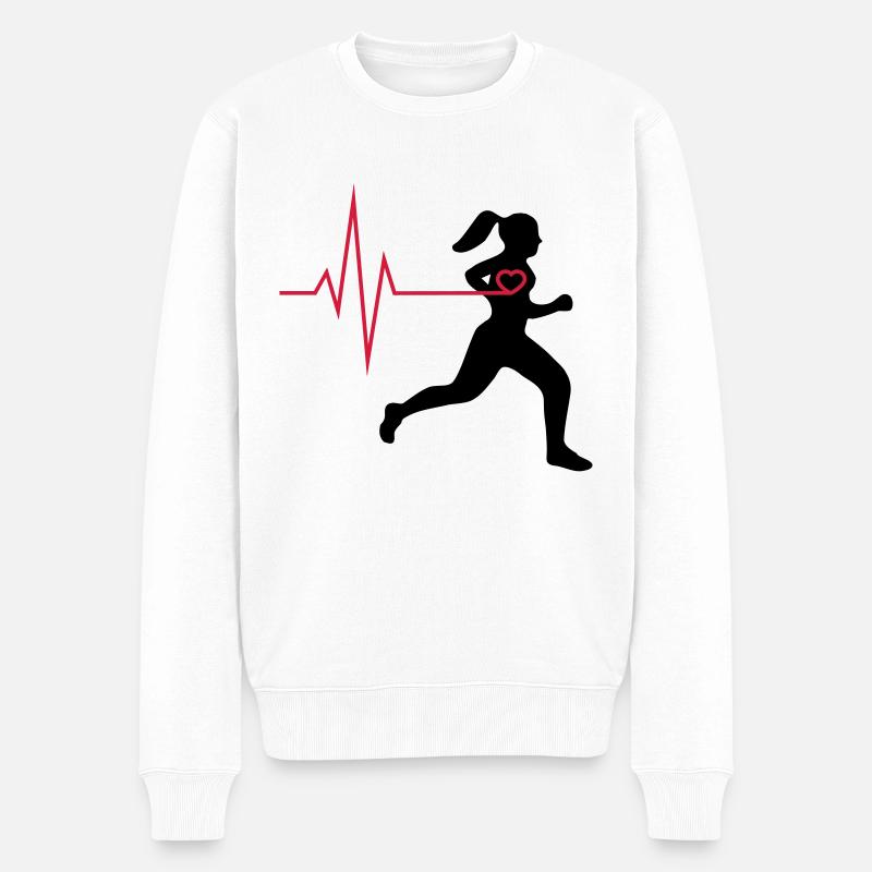 Läuferin mit Herz - Männer Premium Bio Pullover - Weiß