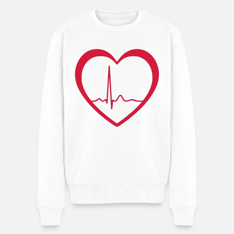 Heart Pulse LIGNE ECG - Pull Premium bio Homme - blanc