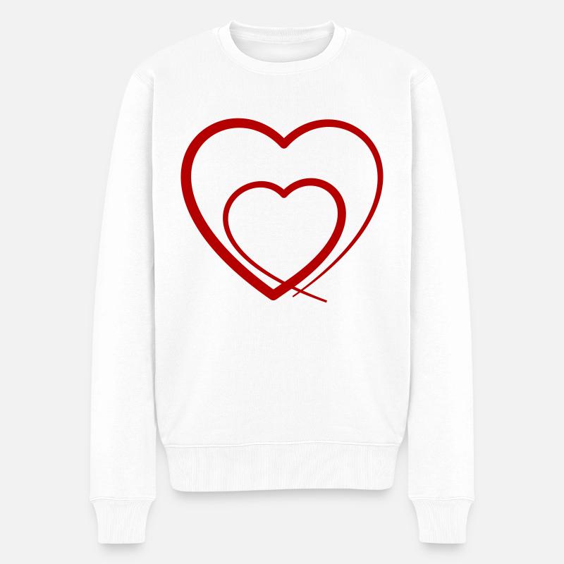 Herz - Männer Premium Bio Pullover - Weiß