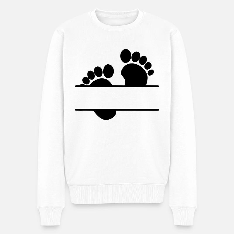 Babyfüße Baby Dein Text Dein Name - Männer Premium Bio Pullover - Weiß