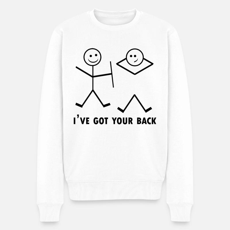 Ich habe deinen Rücken, Stickman. - Männer Premium Bio Pullover - Weiß