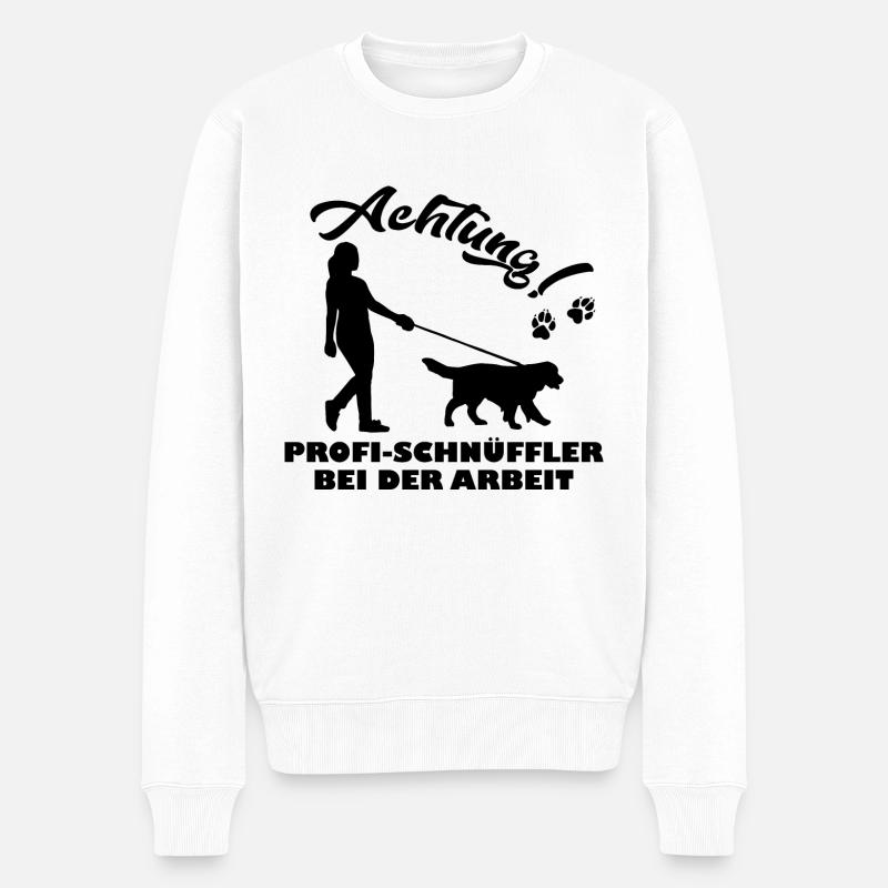 Achtung Profi Schnüffler Geschenk Mantrailing - Männer Premium Bio Pullover - Weiß