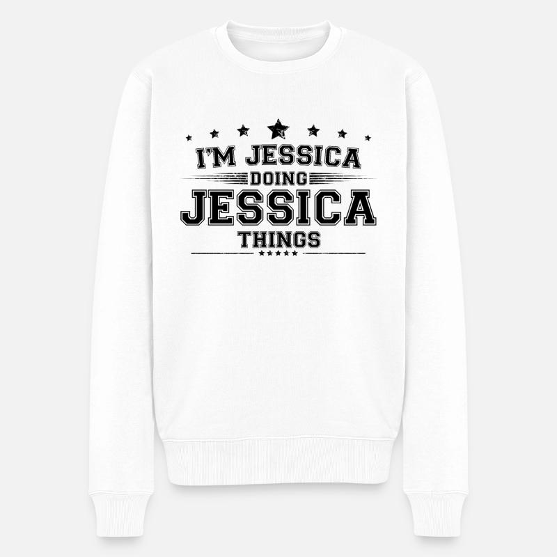 Ich bin Jessica, die Jessica Dinge macht - Männer Premium Bio Pullover - Weiß