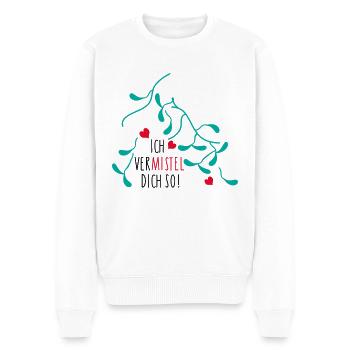 Mistelzweig Liebe für Paare - Männer Premium Bio Pullover - Weiß - Vorne - Thijin (182cm)
