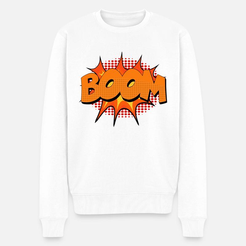Boom halftone Comic Style - Pull Premium bio Homme - blanc