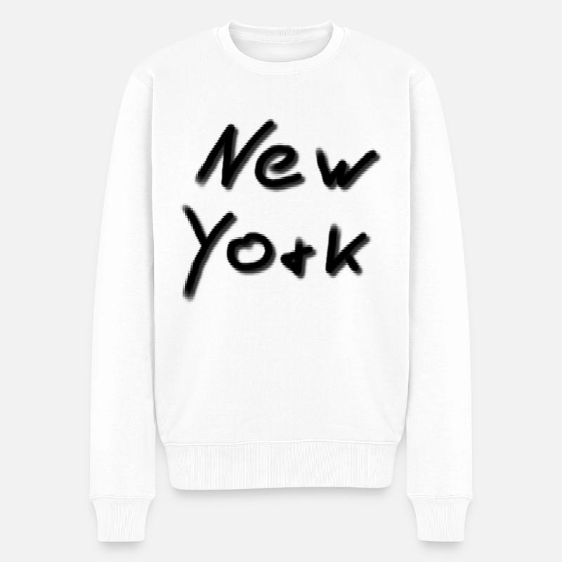 New York - Männer Premium Bio Pullover - Weiß