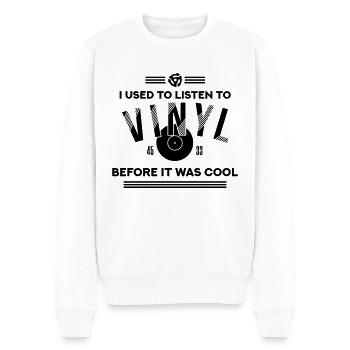 Les gens cool écoutent des vinyles - Pull Premium bio Homme - blanc - Devant - Thijin (182cm)