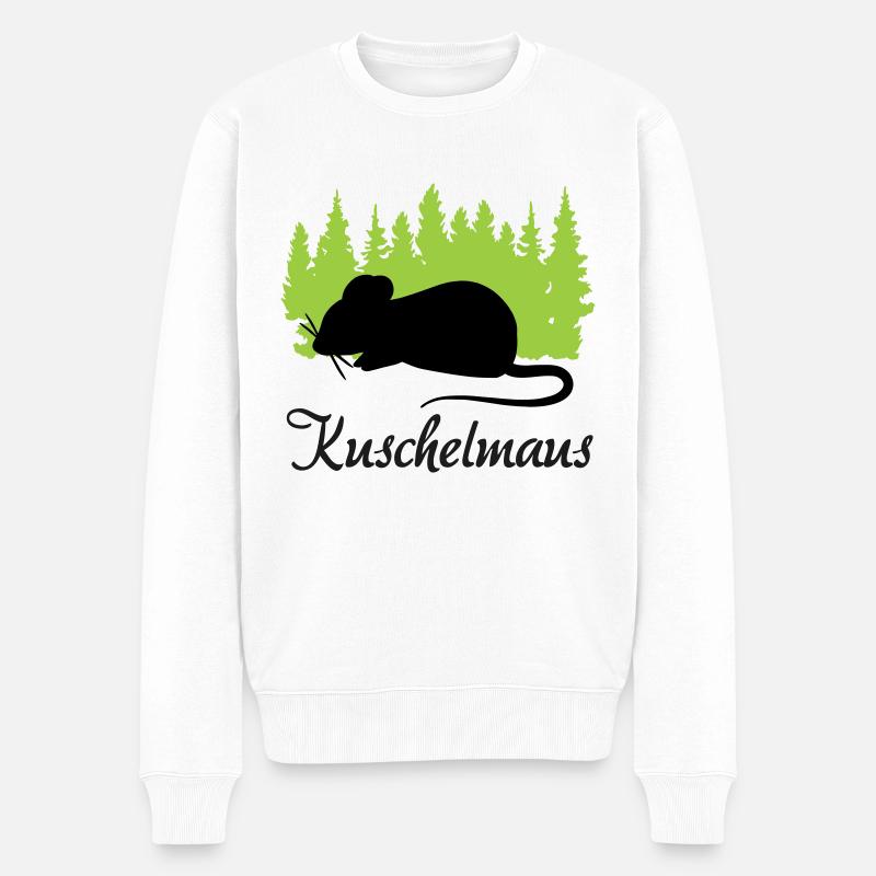 "Kuschelmaus: Niedliche Zärtlichkeit" - Männer Premium Bio Pullover - Weiß