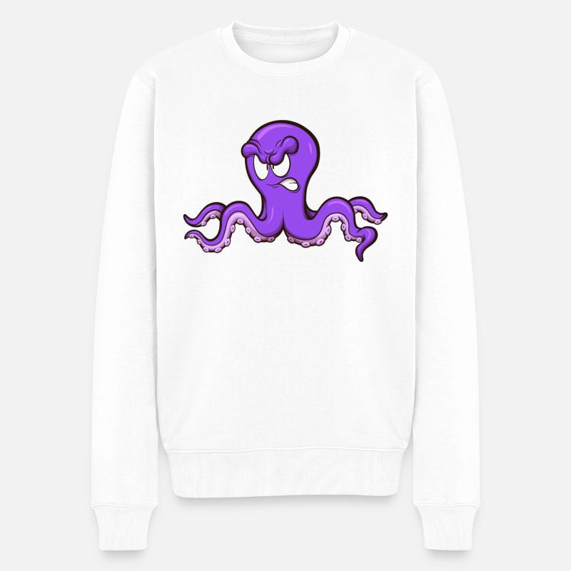 Wütender Oktopus - Männer Premium Bio Pullover - Weiß