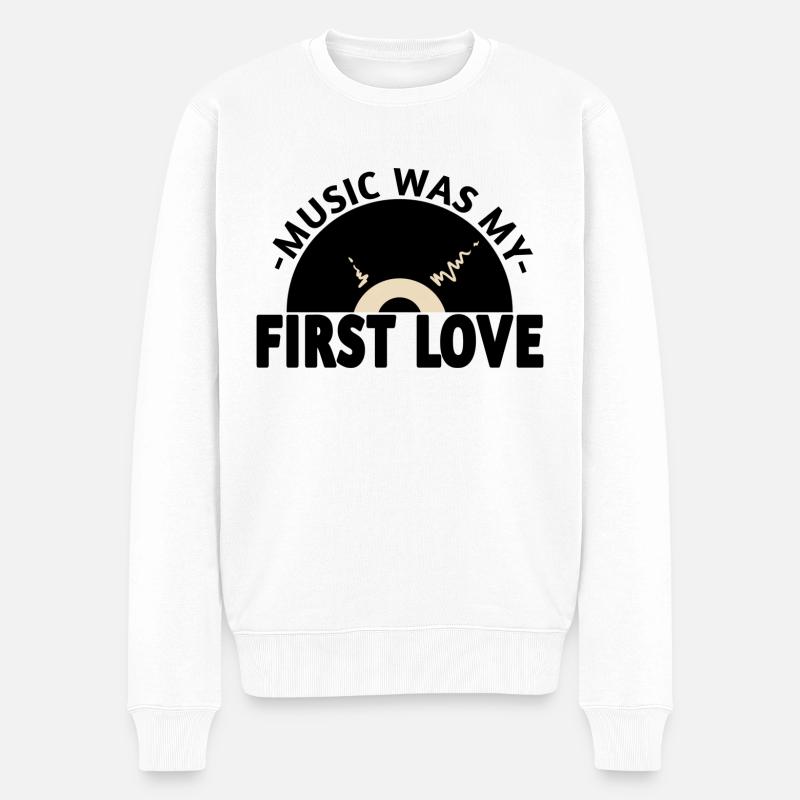 Oldschool - Langspielplatten - Männer Premium Bio Pullover - Weiß