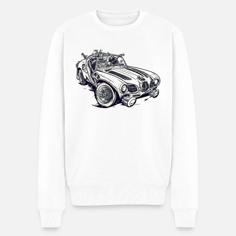 Zeitloses Auto - Männer Premium Bio Pullover - Weiß