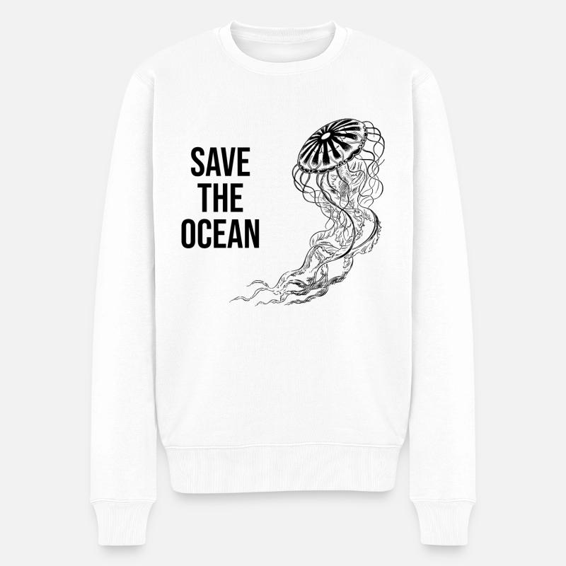 Save the Ocean - Männer Premium Bio Pullover - Weiß