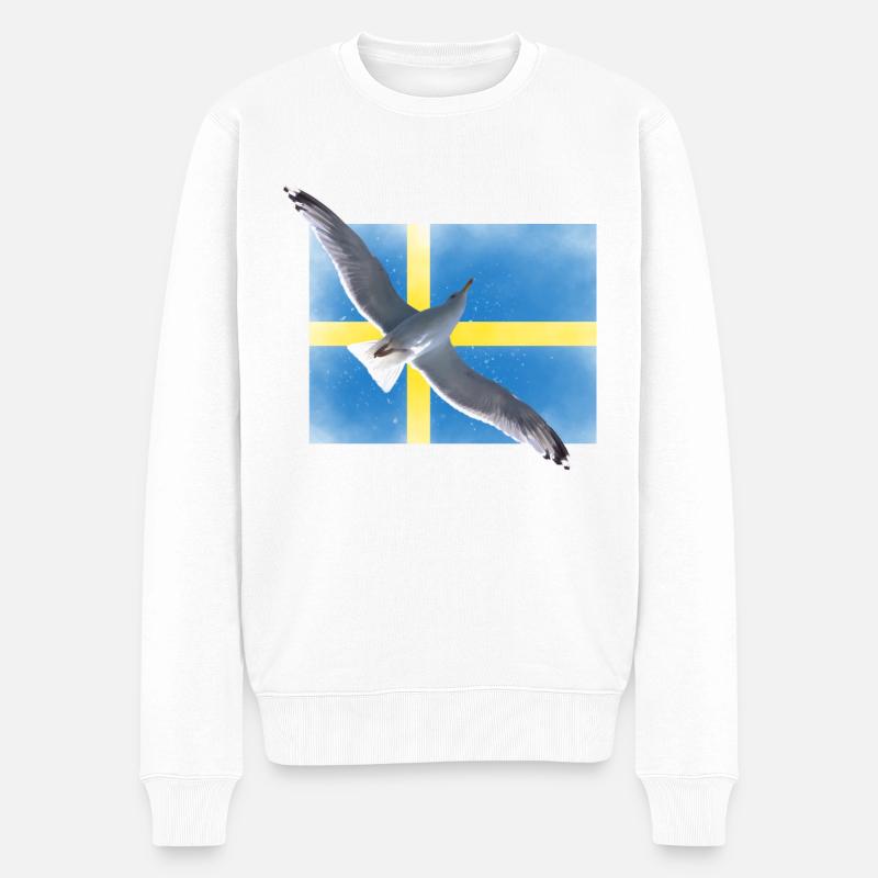 Schweden Sverige Möwe - Männer Premium Bio Pullover - Weiß