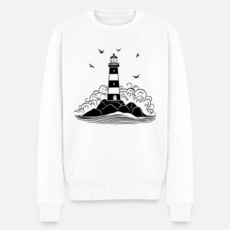 Phare breton #2 - Pull Premium bio Homme - blanc