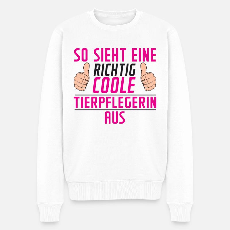 Tierpflegerin | Pflege | Tierheim | Spruch - Männer Premium Bio Pullover - Weiß