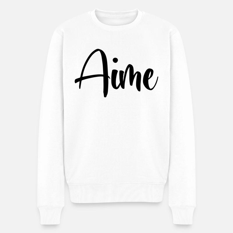 Name - Aime - Männer Premium Bio Pullover - Weiß