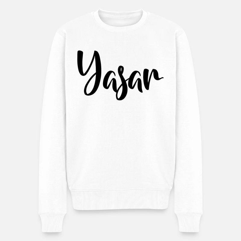 Name - Yasar - Männer Premium Bio Pullover - Weiß