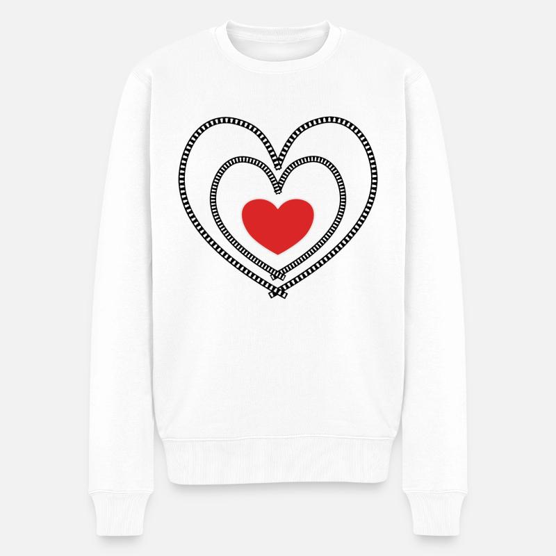 Herzklopfen - Männer Premium Bio Pullover - Weiß