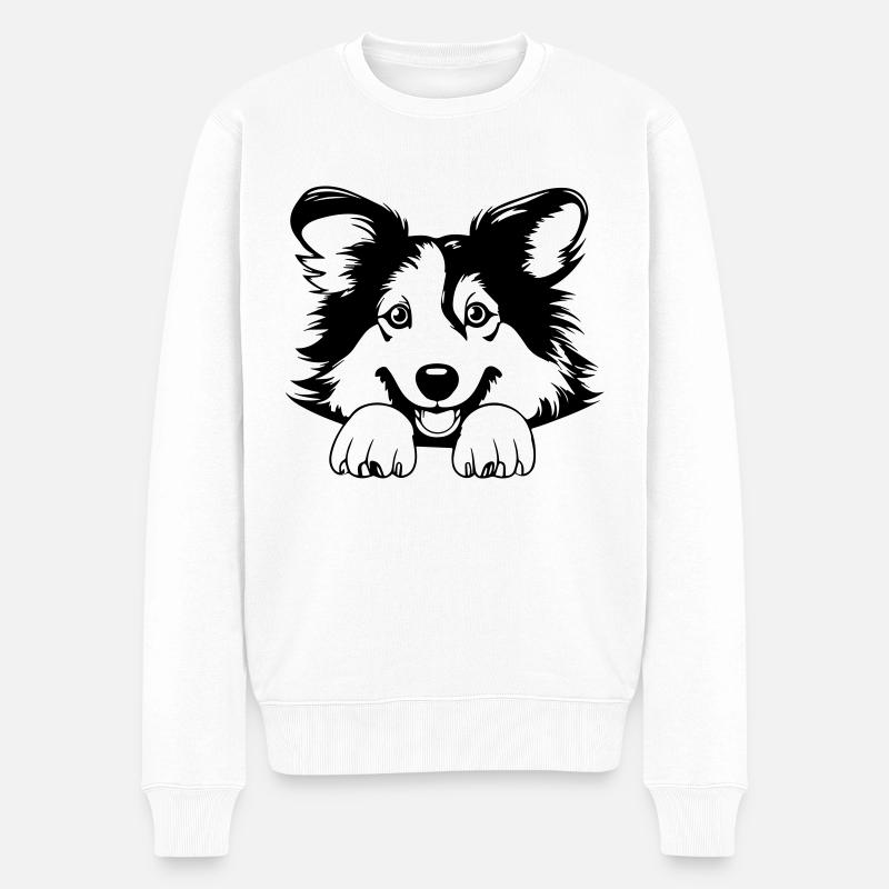 Collie - Männer Premium Bio Pullover - Weiß