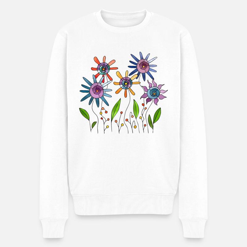 Blumen - Männer Premium Bio Pullover - Weiß