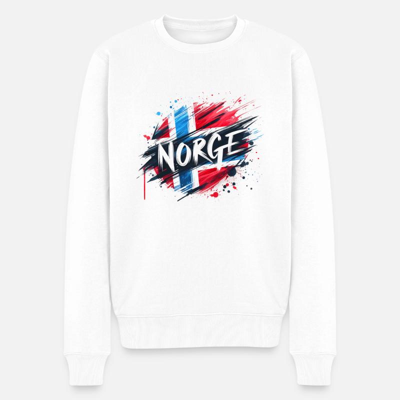 Norge Norway Norwegen Flagge - Männer Premium Bio Pullover - Weiß