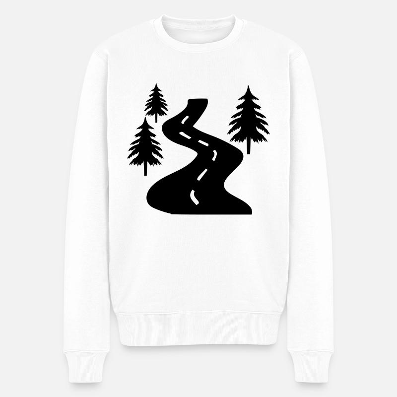 weg bäume - Männer Premium Bio Pullover - Weiß