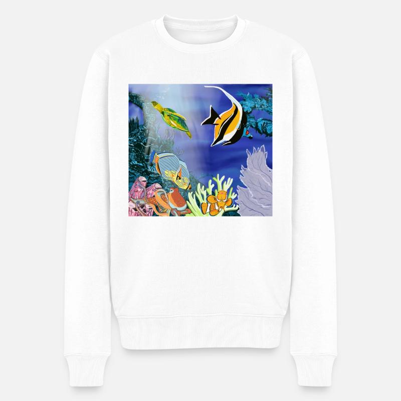 Unter Wasserbild 01 - Männer Premium Bio Pullover - Weiß