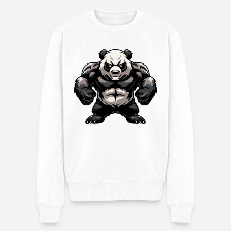 Pandabär - Männer Premium Bio Pullover - Weiß