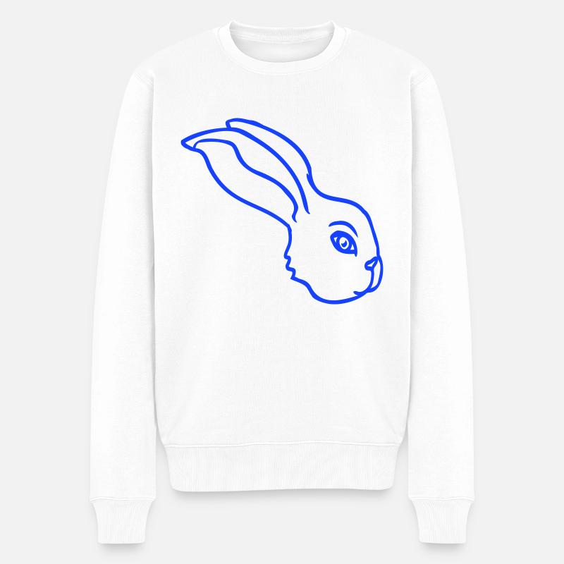 Hase Gesicht guckt seitlich Profil Seitenansicht - Männer Premium Bio Pullover - Weiß