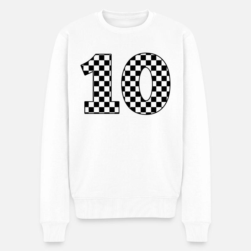 Numéro 10 à carreaux - Pull Premium bio Homme - blanc