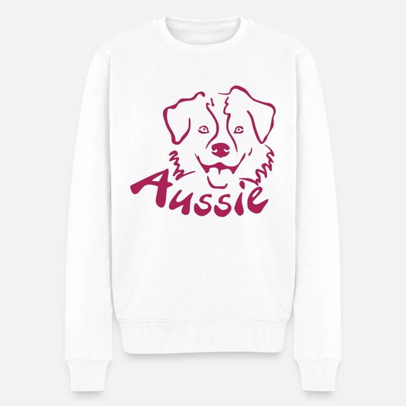 Happy Aussie einfarbig - Männer Premium Bio Pullover - Weiß