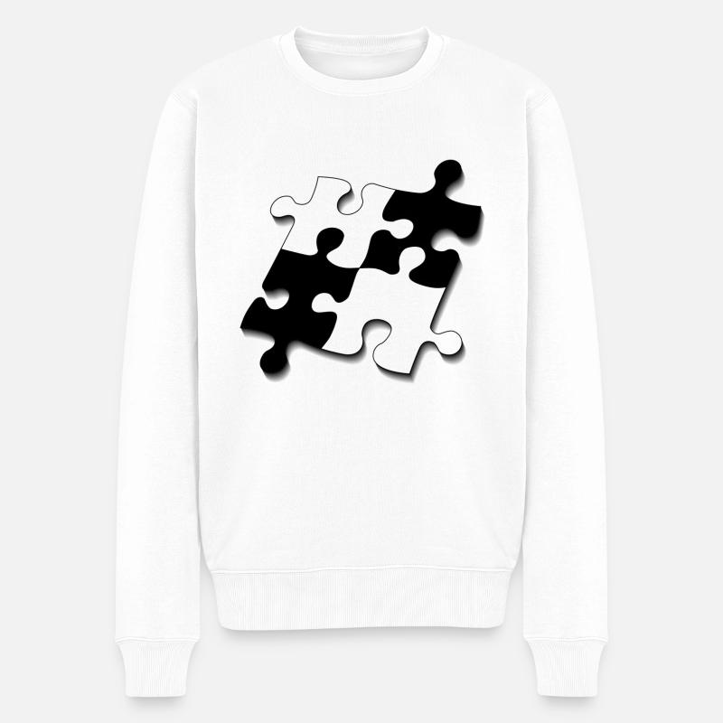 Puzzle-Teile - Männer Premium Bio Pullover - Weiß