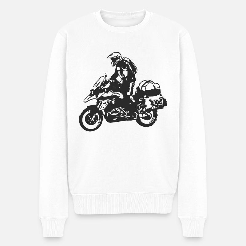 Moto trail enduro - Pull Premium bio Homme - blanc