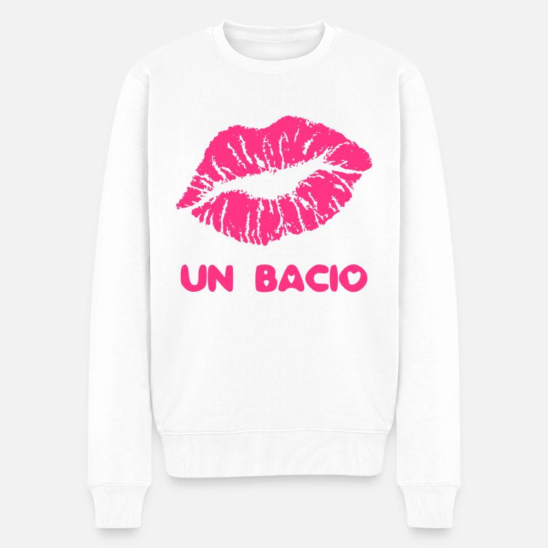UN BACIO (v) - Männer Premium Bio Pullover - Weiß