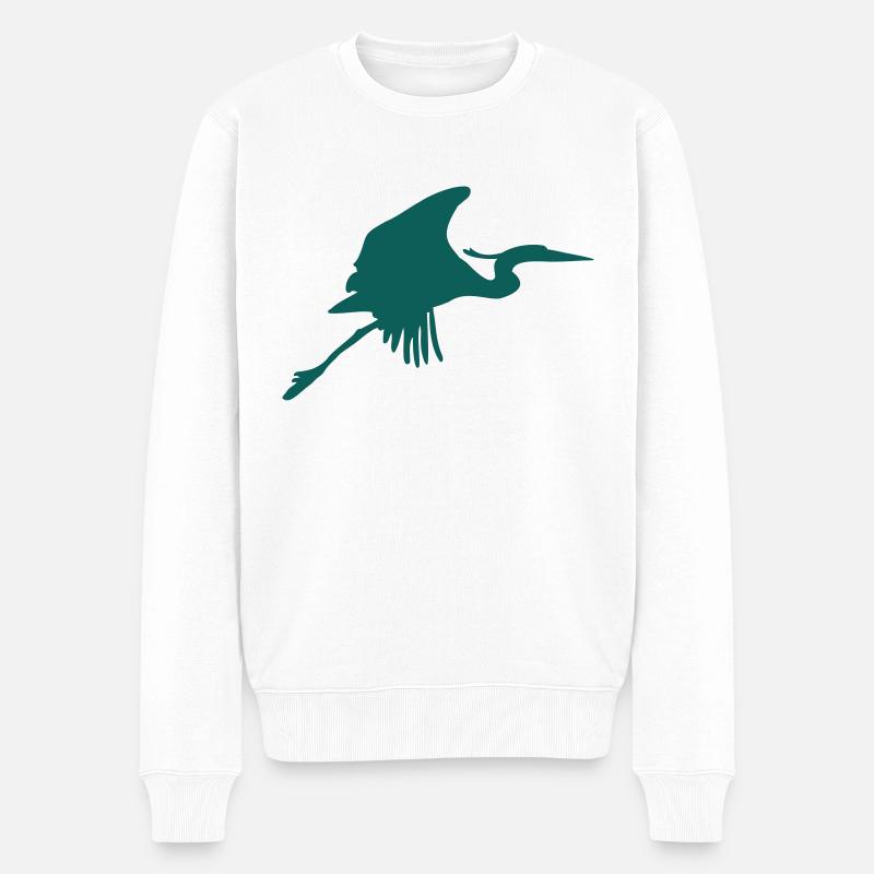 Reiher - Männer Premium Bio Pullover - Weiß