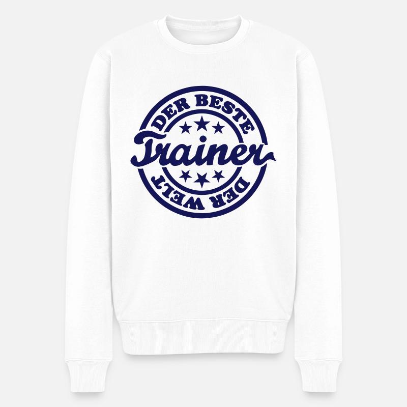 Bester Trainer (Stempel) - Männer Premium Bio Pullover - Weiß
