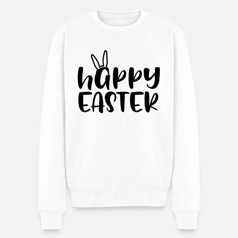 FROHE OSTERN - Männer Premium Bio Pullover - Weiß
