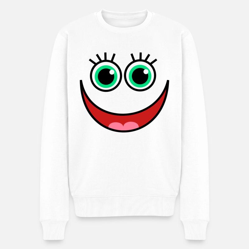 Conception d'yeux de visage drôle - Pull Premium bio Homme - blanc