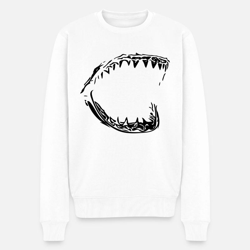 Mors de requin vecteur géant - Pull Premium bio Homme - blanc