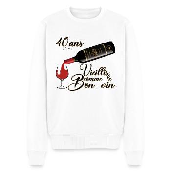 40 ans anniversaire vieillis bon vin humour alcool - Pull Premium bio Homme - blanc - Devant - Thijin (182cm)