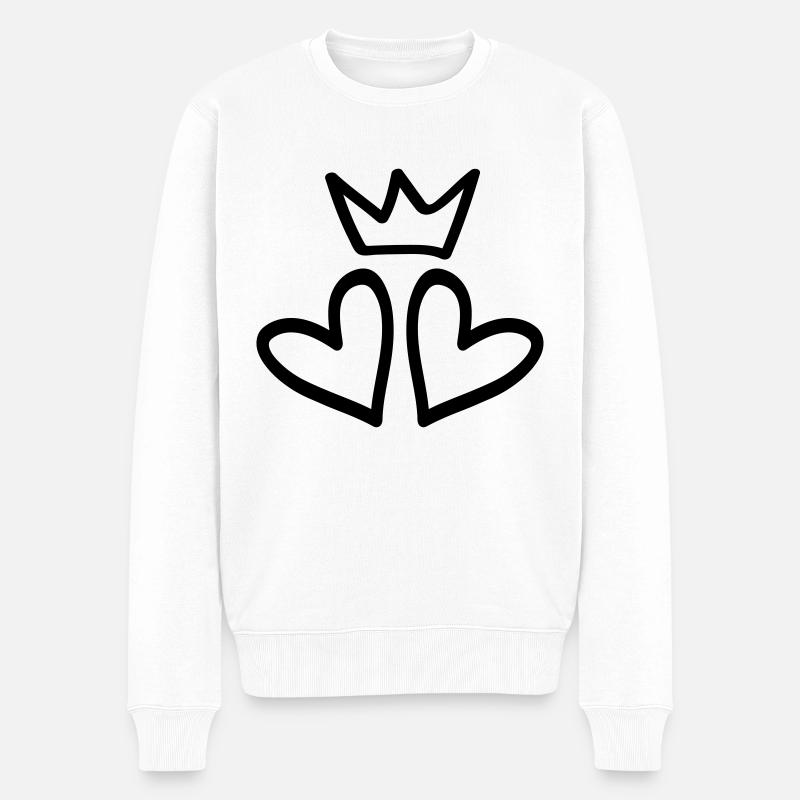 coeur couronne coeur couples - Pull Premium bio Homme - blanc