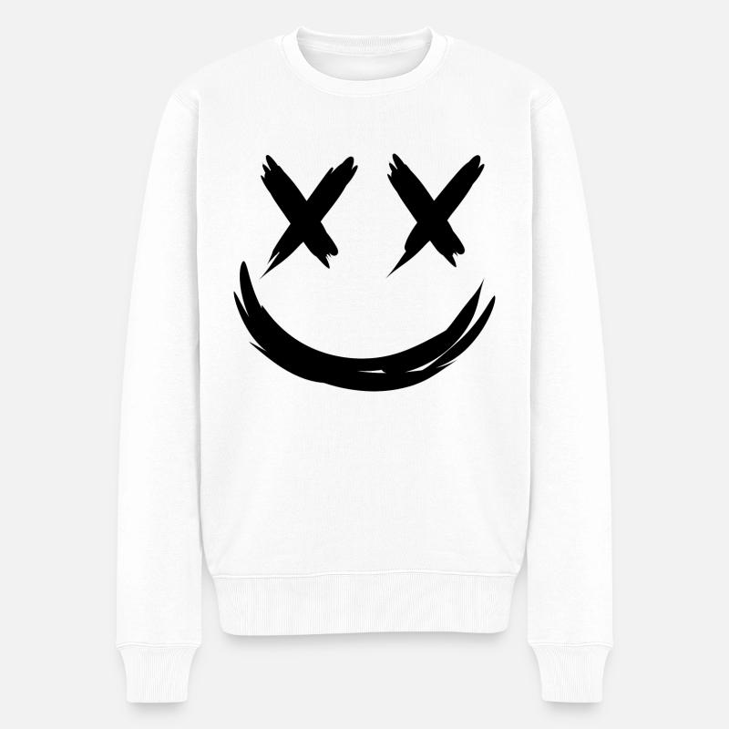 Smile mit x Augen - Männer Premium Bio Pullover - Weiß