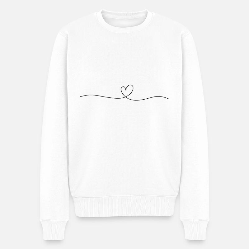 Herz geschwungen - Männer Premium Bio Pullover - Weiß