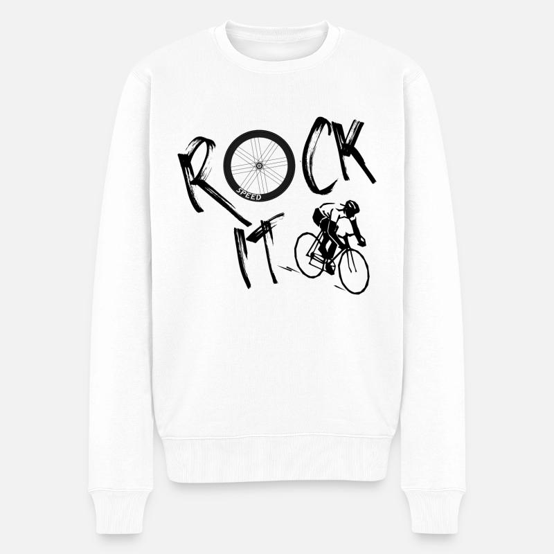Rad fahren rockt - Männer Premium Bio Pullover - Weiß