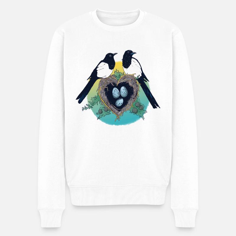 Elster Familie - Männer Premium Bio Pullover - Weiß