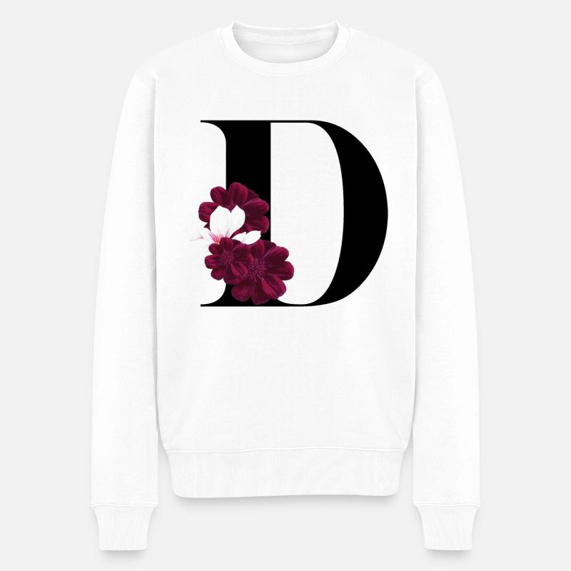 Buchstabe D blühende - Männer Premium Bio Pullover - Weiß