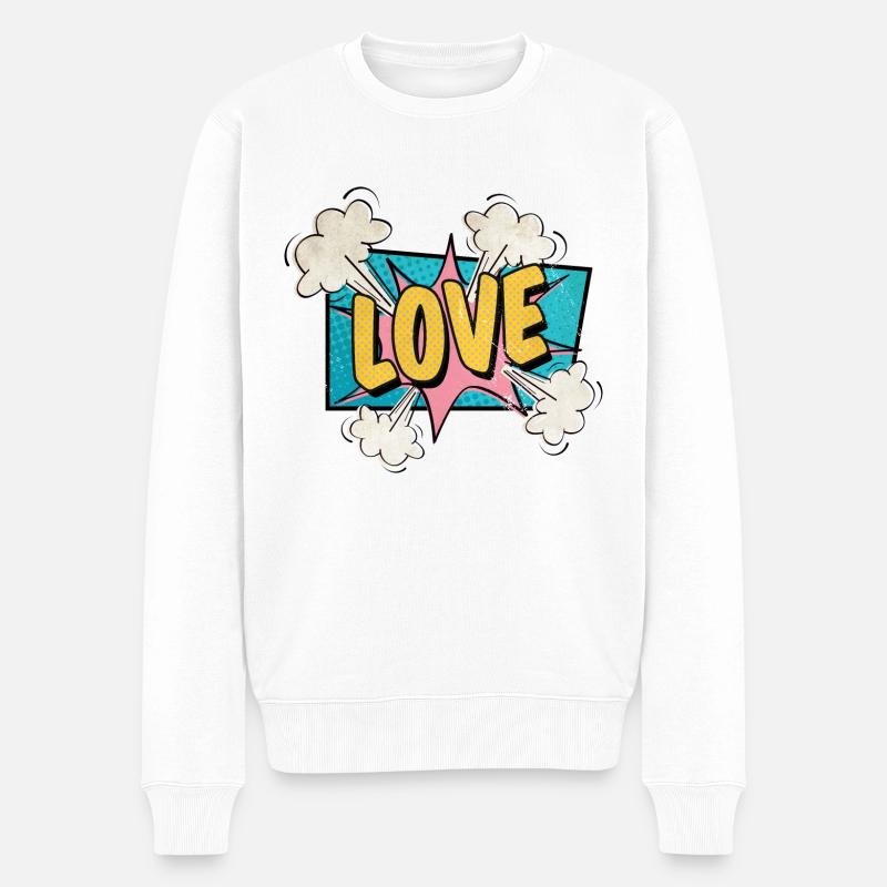 Love exploding BD style amoureux - Pull Premium bio Homme - blanc