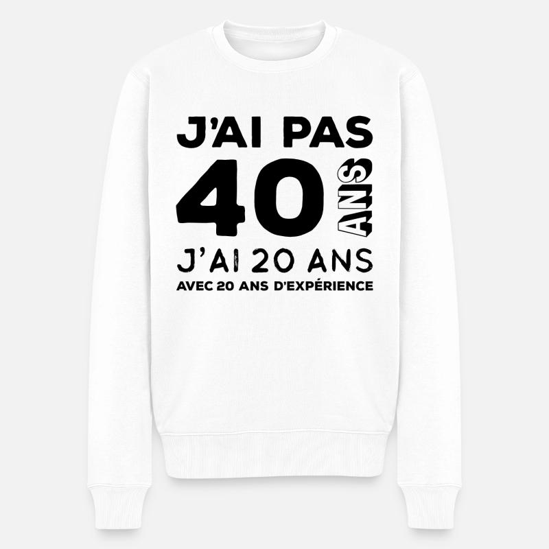 Anniversaire 40 ans - Pull Premium bio Homme - blanc