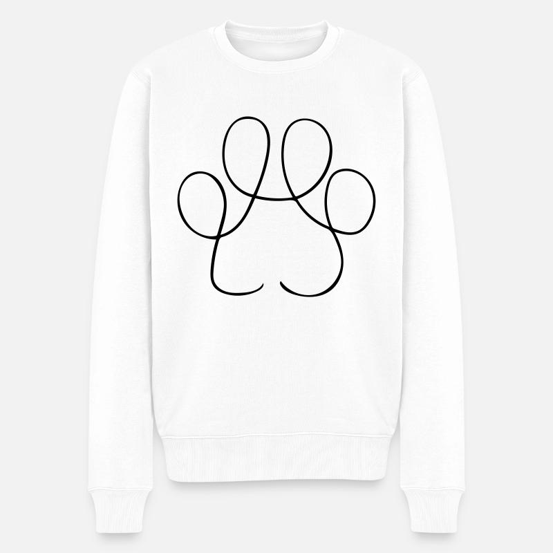 Pfote Line Art - Minimalistisch - Männer Premium Bio Pullover - Weiß